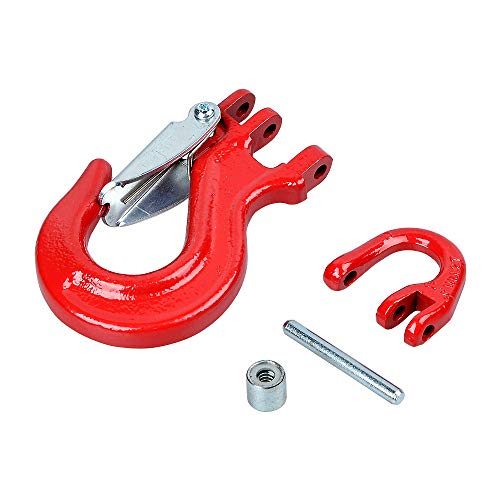 Amopacorp Red Grade 80 Steel Clevis Safety Latch Hook For 3/16" 1/4" Synthetic Winch Rope Line Cable Atv Utv Suv Off-Road #TOP5
