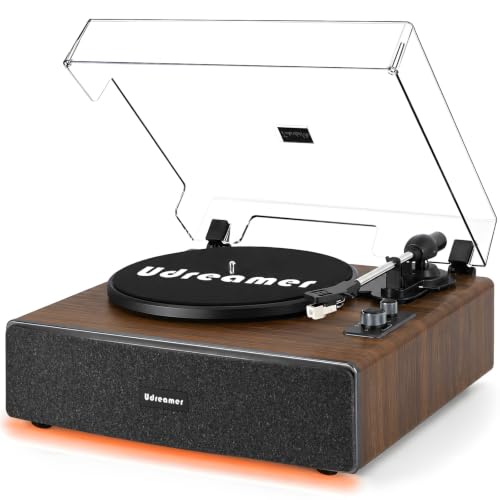 Image of Udreamer Vinyl Record Player with Adjustable Lighting, All-in-One Turntable