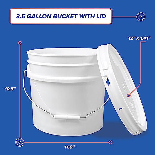 ePackageSupply 3.5 Gallon Bucket with Lids, Food Grade Storage, Premium HPDE Plastic, BPA Free, Durable 90 Mil All Purpose Pail, Made in USA, 100 Pack