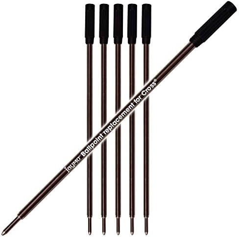 Jaymo Replacement for Cross 8513 - Measures 4.563 in / 116 mm Long - Ballpoint Pen Refill - 6 Black