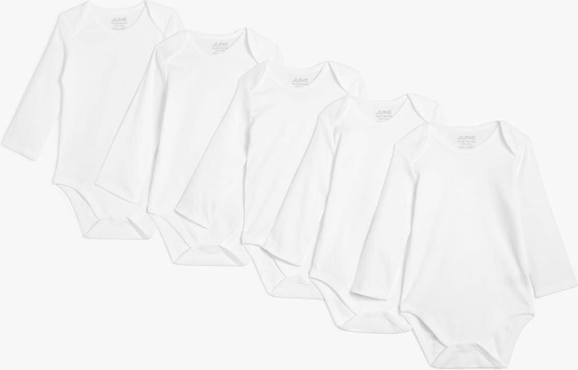 JUNEUnisex Kid Baby Basic 5-Piece Long Sleeve Bodysuit