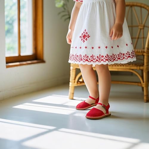 Image of THEE BRON Toddler Floral Cutout Closed Toe Sandals for Girls Breathable Summer Shoes
