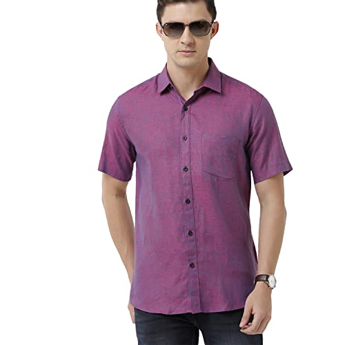 Image of Linen Club Men's Pure Linen White Solid Slim Fit Full Sleeve Casual Shirt