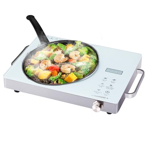 HWYYLXS Cocina EléCtrica PortáTil De 2200 W con Un Solo Quemador, VitroceráMica Inteligente con Temporizador TáCtil para Todo Tipo De Ollas, Cocina Compacta para Camping