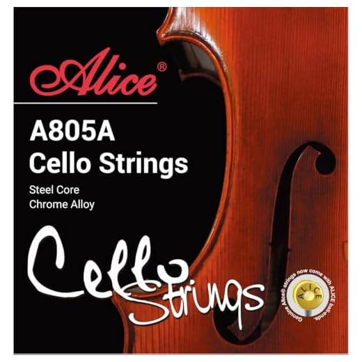 4/4 Cello String Set - Alice A805A Cello Strings 4/4 Full Set (A-D-G-C) with Steel Core Nickel Chromium Winding, Clear & Bright Tone