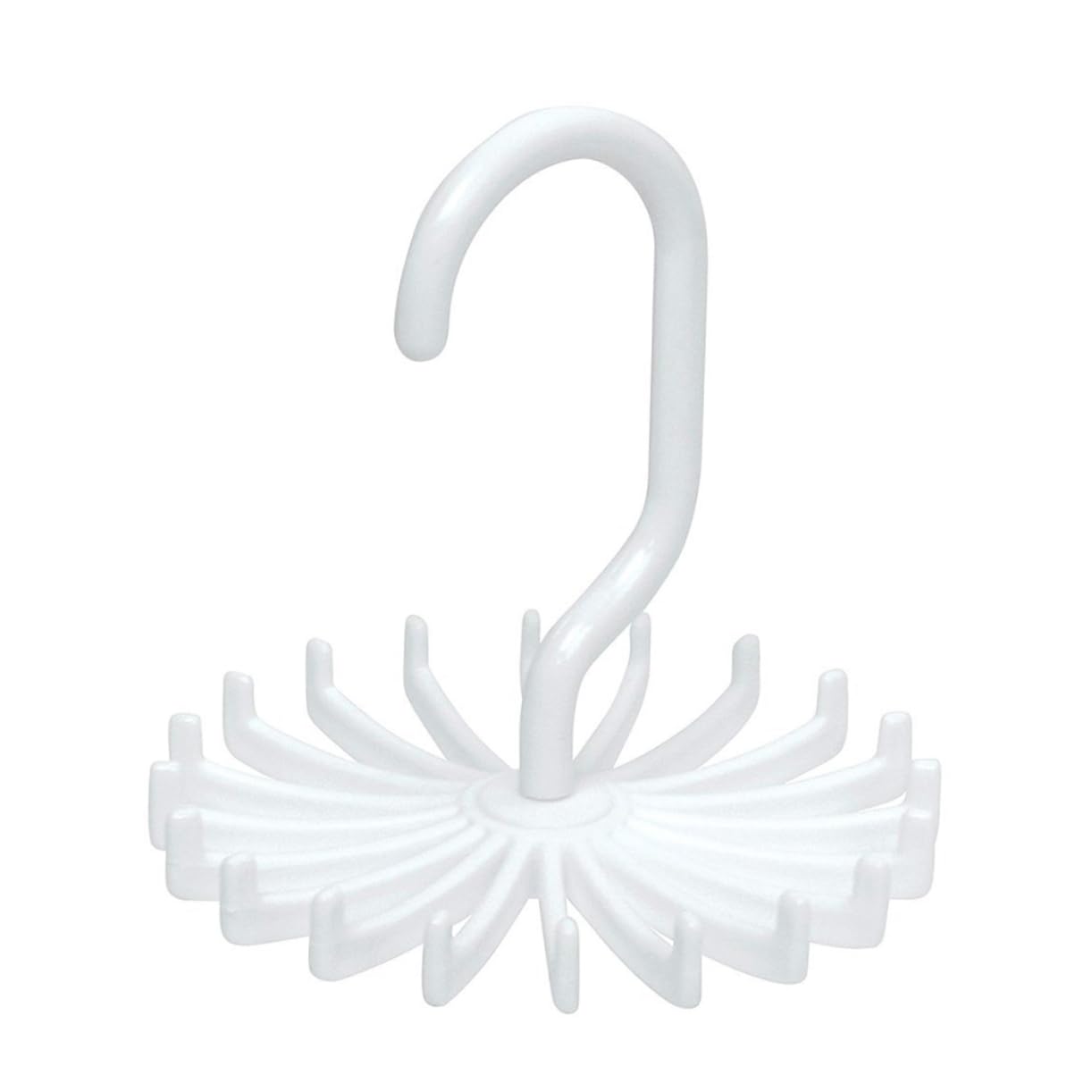 OKUMEYR Multifunctional White Tie Hanger Rack Rotating Organizer for Ties Scarves Non Slip Design Space Saving Storage for Closet Easy to Use No Installation Required