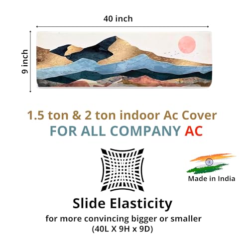 Image of Printed Split Ac Cover Indoor Unit For 1.5 Ton Capacity AC, Inner Unit Ac Cover, All Weather Cover /Attractive Digital Prints /Dustproof /Silken water-resistant Split Ac Cover (Mountain)