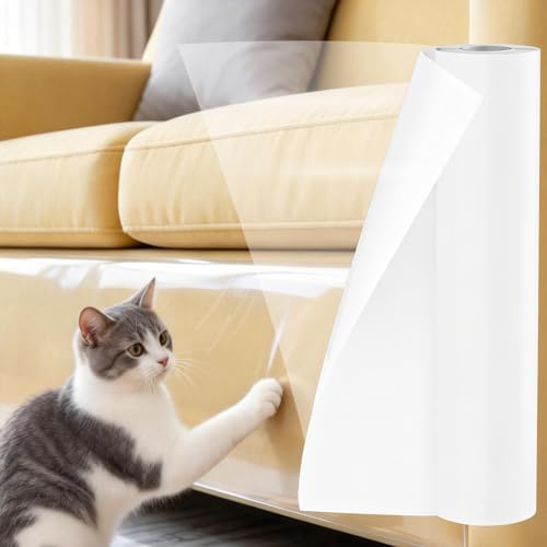 Anti-Cat Scratch Furniture Protector -30CM x 5M Single-Sided Sticky Couch Protector from Cat Claws Cat Scratch Deterrent Tape Furniture Protectors from Cats Scratching Cat Accessories