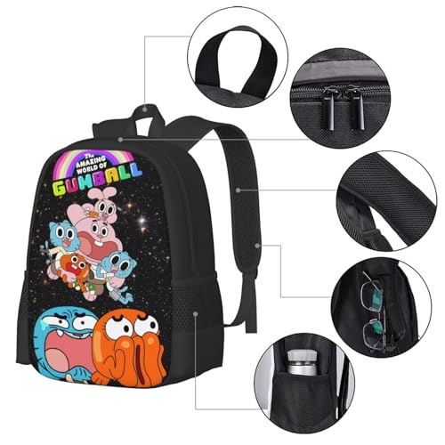 The Amazing Anime World of Gumball Backpack Large Capacity Leisure Travel Backpack Book Bag Outgoing Daypack 12.5x5.5x16.5 inch3