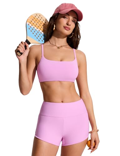 Image of CRZ YOGA D-DD Scoop Neck Bikini Tops | Removable Pads, Adjustable Spaghetti Straps, Swim, Bathing Suit Bra for Women