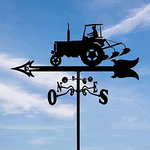 WZRIOP Metall Weathervane,Garten Stake Wetterfahne,Traktor-dekoratives Eisen im Freien im europäischen Stil Haltbare Retro-Bauernhofszene-Gartenpfahl-Windrichtungsanzeiger Professionelle Meas Cover