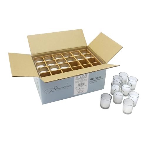 Image of Stonebriar 12 Hour Long Burning Unscented Wax Filled Votive Holders, 96 Pack, White