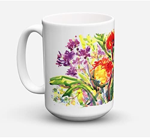Caroline's Treasures 6042CM15 Flower Dishwasher Safe Microwavable Ceramic Coffee Mug 15 ounce, 15 ounce, multicolor image 3