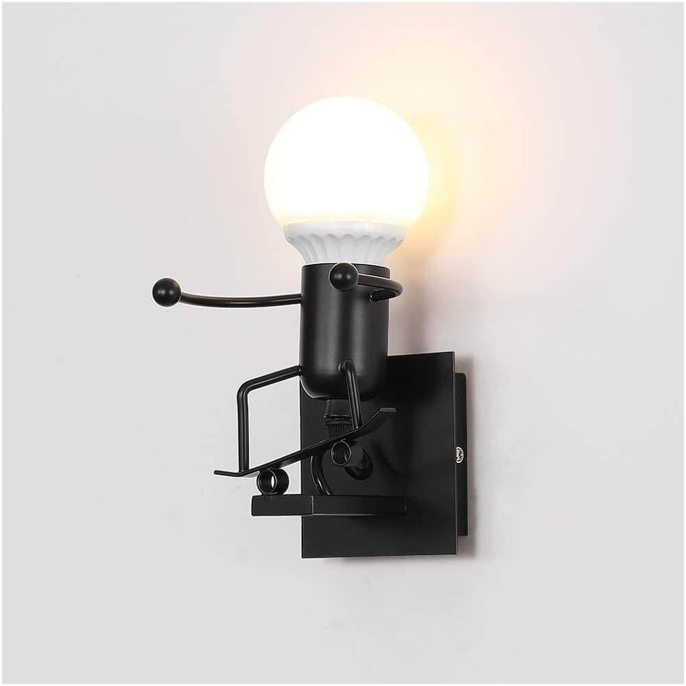 HYJAUSXB Robot Wall Lamp – Modern Skateboard Design E27 Bedside Lighting for Kids' Room Living Hallway Staircase Black Bulbs Not Included