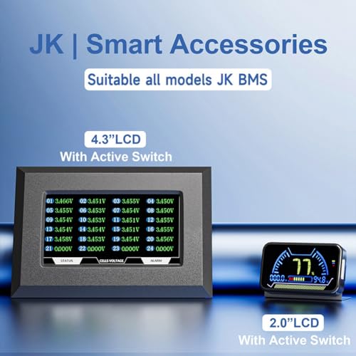 Image of BMS Replacement 4.3 Inch LCD Display Screen with Active Switch Monitor for JK Smart BMS, Black, 500454108A1