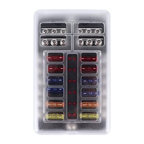 Portafusibles MTA De 8 Vías Con 25 Fusibles Surtidos – Caja De Fusibles Con Tapa Transparente Y Conexión Lateral