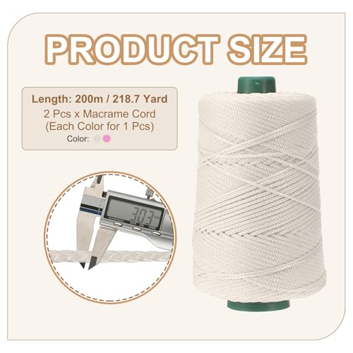Cordon polyester macramé résistant de 3 mm pour tresser des sacs à main et tapis durables