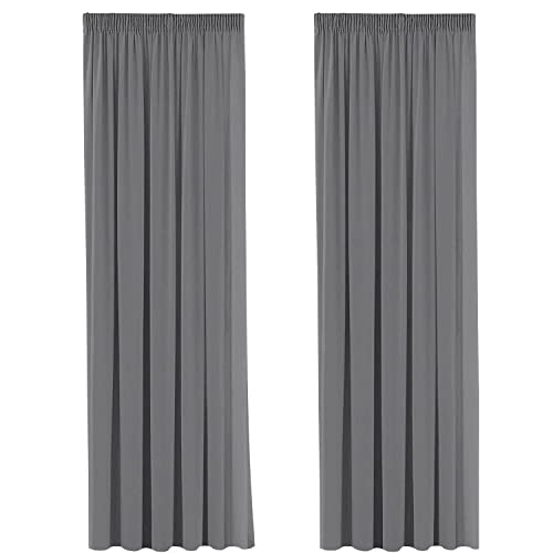 H.Versailtex 2-Pack Blackout Pencil Pleat Curtains for Room Darkening & Thermal Insulation, Energy-Saving Drapes, 90" Width x 90" Drop, Frost Grey