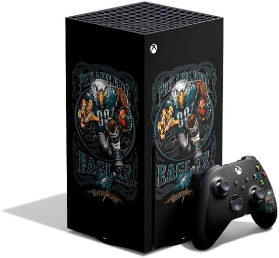 Skinit Decal Gaming Skin Compatible with Xbox Series X Bundle - Officially Licensed Liquid Blue NFL Philadelphia Eagles Running Back Design
