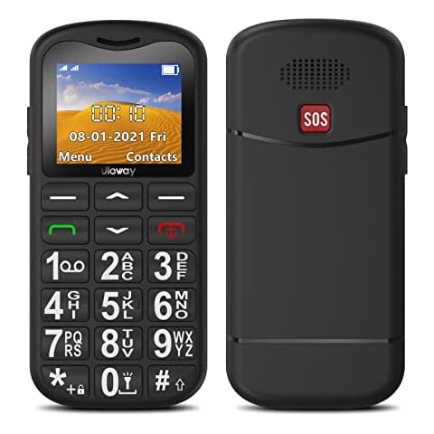 ukuu Big Button Mobile Phone for Elderly, Upgraded Unlocked Senior Phone with SOS Button | Speed Dial | 1000mAh | HAC | Torch Side Buttons | Bluetooth - Black Cover