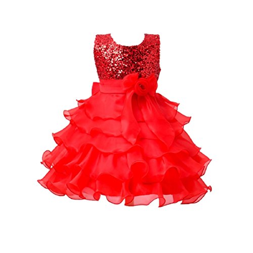 Image of Girls Princess Knitted Sequins Tissue Net Dress Children's Christma Clothing Unicorn Baby Kids Birthday Knee Length Frock