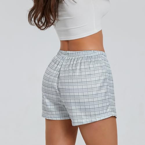 Image of Womens Boxer Shorts Gingham Y2k Pajama Cute Plaid Striped Print Lounge Sleep Shorts