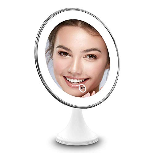 BEQOOL 10X Magnifying Lighted Makeup Mirror with Lights, 360°Rotation Vanity Mirror Portable H