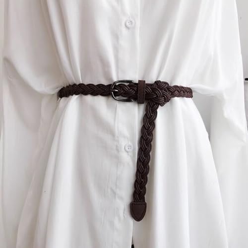 Woven Stretchy Waist Belt for Women Dresses Boho Braided Elastic Belt with Pin Buckle4