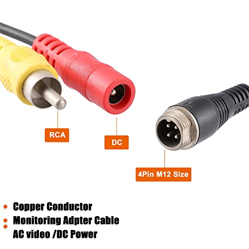 X AUTOHAUX Car Camera Adapter M12 4-Pin Male to RCA AV Male DC Female, Black, Red, Yellow, 11.81"-15.75" - Image 4