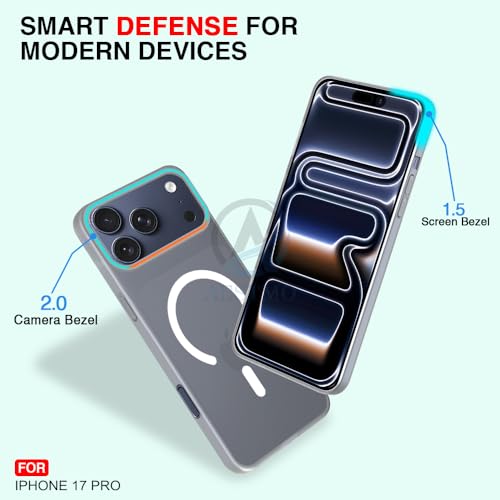 Image of AESTMO iPhone 17 Pro Back Cover | Slim Hard Shell | Matte Frosted Hard Back Translucent Back Cover for iPhone 17 Pro (Compatible with MagSafe Accessories) (Grey)