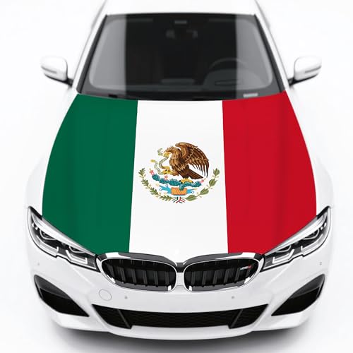 Mexico Flag Car Hood Cover Country Flag Hood Cover Durable Weatherproof Universal Fit Car Cover for All Seasons Protection Custom Fit for Car Truck SUV