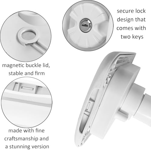 Image of RV Water Fill Inlet with Cover Gravity Water Fill Inlet, Square Magnetic Attraction and Lock Keys Double Protection City Fresh Water Connection for RV Camper Motorhome Boats (White)