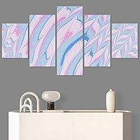 SIGNWIN 5 Panel Canvas Wall Art Modern Art 3D Abstract Abstract Brushstroke Contemporary Digital Art Fun Multicolor for Home Decorations Ready to Hang - 60