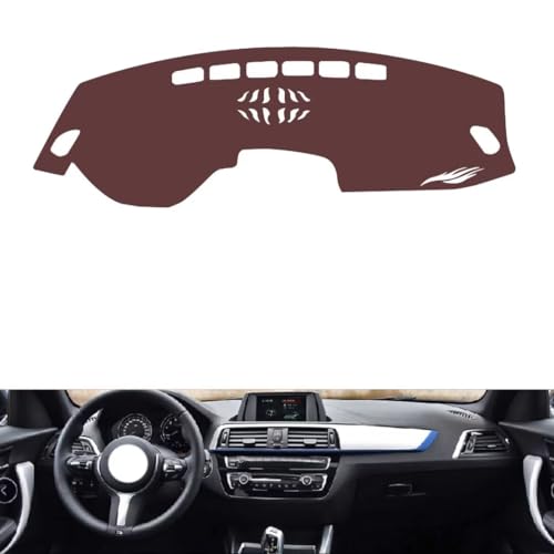 Anti-Slip Sun-Proof Dashboard Cover Compatible with BMW 1 Series M140I Speaker 2017-2018, Premium Leather (Brown)