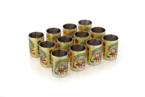 Set de Vasos de Acero Inoxidable NAVRANG Meenakari 12 pcs miniatura 3
