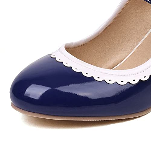 Elbslutt Women's Rockabilly Shoes Chunky Mary Janes Patent Leather Ankle Double Strap Block Heel Pumps Cute Dressy Shoes2