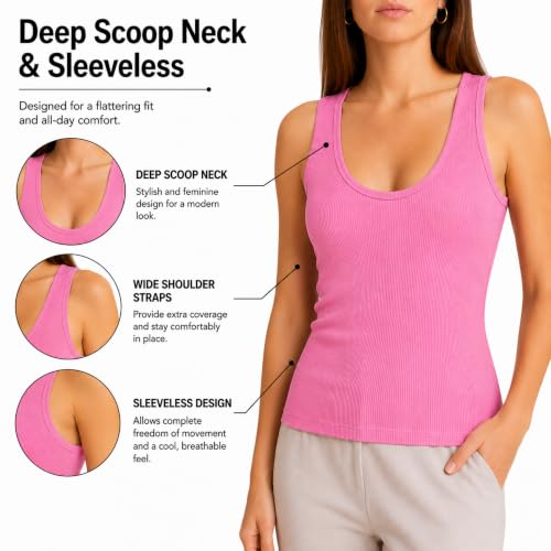 Image of Diamond Star 12-Pack Women's Tank Tops, 100% Cotton Ribbed Undershirts