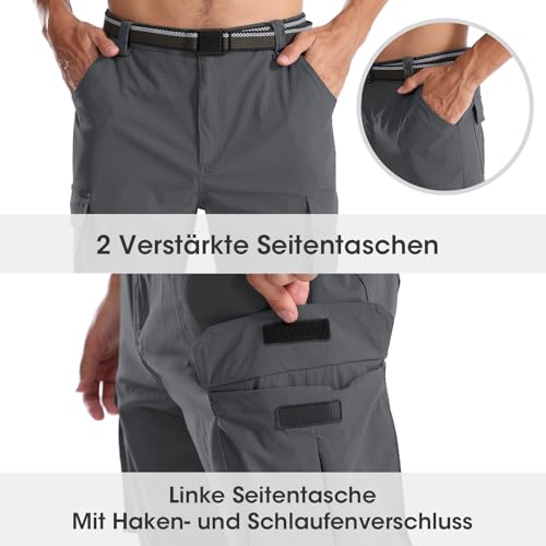 BondiTrekk Herren Zip Off Wanderhose, Arbeit Hosen Funktionshosen Outdoor Hosen für Herren mit 6 Taschen Elastische wasserdichte atmungsaktive Outdoorhose XL