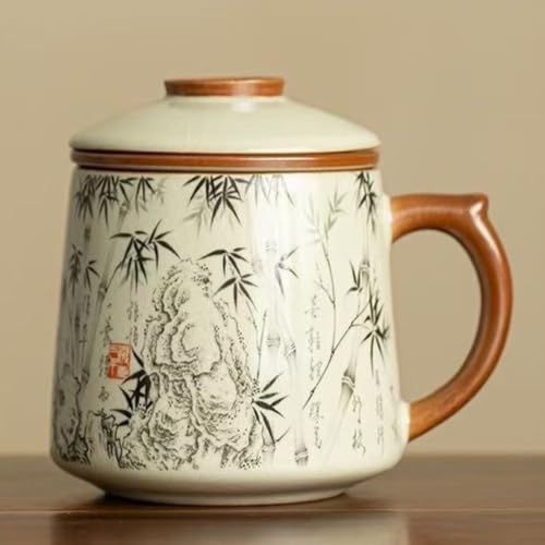 Taza de té de cerámica fina con diseño chino tradicional y 400 ml para uso individual en casa 3
