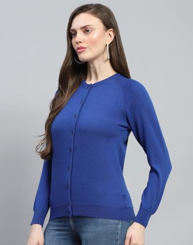 Image of Monte Carlo Women Regular Fit Full Sleeve Solid Round Neck Winter Cardigan (Pack of 1)