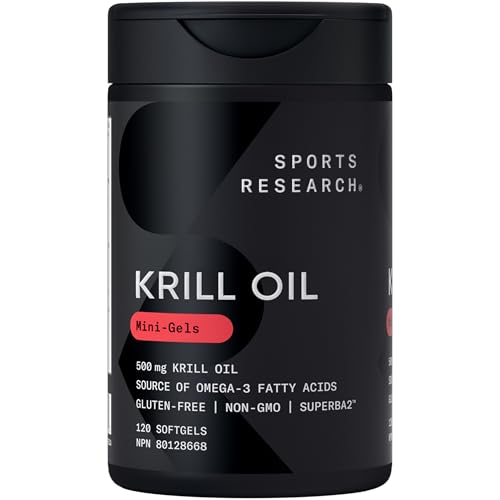 Sports Research Krill Oil Supplement with EPA & DHA Omega 3, Phospholipids & Astaxanthin from Antarctic Krill - Highest Concentration of Krill Oil for Men & Women - 1000mg, 60 Softgel Capsules