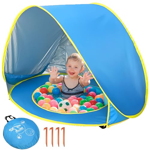 Tienda Playa Bebe, Afenau 120 * 80 * 70CM Tienda de Playa con Piscina, Protezione UV Tienda de Playa Pop-Up, Desmontable Tienda Bebe Playae para Jardín, Playa, Aire Libre