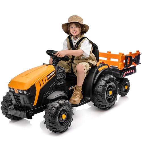 Hikiddo Licensed JCB 24V Kids Tractor Ride on Car, 24 Volt Ride on Toy for Big...