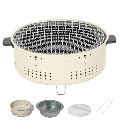 PNAJFUEL Parrilla de Carbón de Mesa Ventilada de 12,2 X 5,5 Pulgadas, Pequeña Parrilla de Carbón con Asa Y Pie para 5-10 Personas