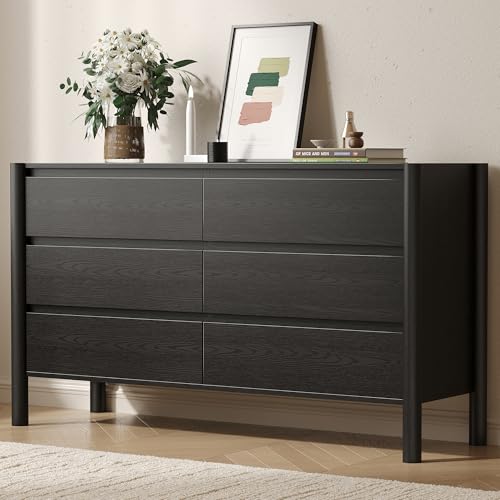 CHUWELL Black Dresser for Bedroom, 47" Wide Mid Century Chest