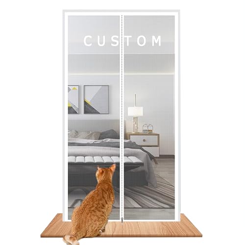 Moustiquaire de porte anti-insectes avec fermeture éclair, séparation en maille pour chat, moustiquaire de porte, empêche les animaux de s'échapper des rideaux de porte de la chambre, du salon, du