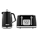 Swan Elegance Kitchen Set, 1.7L Kettle & 4 Slice Toaster, Black, SK14016BLK & ST19025BLK