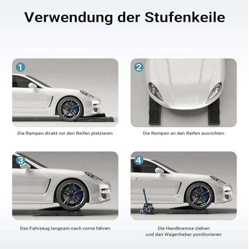Wiltec Auffahrrampe 2er Set mit 5 t Traglast, robuste Autorampen aus PP, Unterlegkeile 70 x 20 x 7,8 cm, Flache Auffahrkeile für Pkw, Camper, Tiefe Fahrzeuge, ideal für Wartungsarbeiten