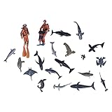 Jouets de Table à Eau, Lot de 20 Figurines d'animaux Marins Réalistes Assorties, Représentant 2 Plongeurs, Un Jouet Idéal pour Les Garçons et Les Filles