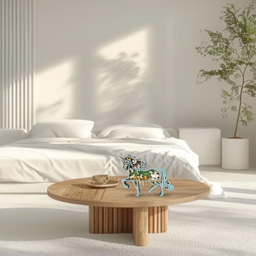 Fnydox MD-DJS 3D Wooden Animals Carving, Unicorn Decor Multi-Layered Wood Carved Animal Statues Wall Hanging Figurines Creative Sculpture Silhouette Ornament Art thumb #4